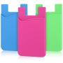 Pofesun Cell Phone Wallet, 3 Pack Cell Phone Stick on Wallet Card Holder Phone Pocket Adhesive Silicone Card Sleeve Compatible for iPhone, Samsung, Android and All Smartphones.(Blue, Pink, Green)