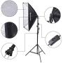 MOUNTDOG Photography Studio Softbox Lighting Kit Continuous Lighting System Photo with 3pcs E27 95W Bulbs Arm Holder Photo Video Soft Box Lighting Set for YouTube Filming Portrait Shooting