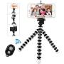 Phone Tripod, Portable Cell Phone Tripod Adjustable Tripod Stand Holder with Wireless Remote, Flexible Tripod Stand Compatible for iPhone Android Phone Compact Digital Camera Sports Camera