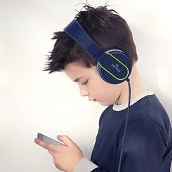 Elecder i36 Kids Headphones Children Girls Boys Teens Foldable Adjustable On Ear Headphones 3.5mm Jack Compatible iPad Cellphones Computer Kindle MP3/4 Airplane School Tablet Blue/Green