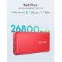 Portable Charger RAVPower 26800mAh Power Bank Battery Pack Total 5.5A Output External Battery 3 Ports Portable Phone Charger Compatible with iPhone 11 Pro Max SE iPad Samsung Galaxy S20 Note10 (Red)