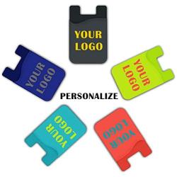 Personalize Cell Phone Wallet,5 Pieces Customize Your Logo on Silicone Credit Card ID Holder with Adhesive Stick-on Back (MOQ 100 Pieces)