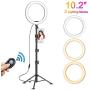 10" Selfie Ring Light with Extendable Tripod Stand & Cell Phone Holder for Live Streaming/Tiktok/Makeup, Yesker Led Ringlight for YouTube Video, Compatible with iPhone/Android