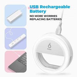 Selfie Ring Light Rechargeable-Phone Ring Light Clip On for iPhone Tablet Computer Camera Photography Video-Adjustable Brightness 36 LED Camera Circle Light- Portable Selfie Fill Ring Selfies -White