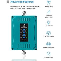 5 Bands Cell Phone Signal Booster for Home Office Use - Multiple Band Cellular Repeater Kit Boosts Verizon AT&T T-Mobile 3G 4G LTE Voice and Data - Support Multi Devices.