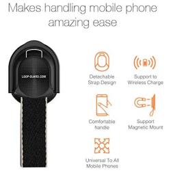 Cell Phone Grip,Unversal Finger Strap Loop with Stand for Smart Phones,Support Magnetic Car Mount and Wireless Charging(Black)