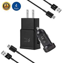 Adaptive Fast Charger Kit for Samsung Galaxy S10/ S10e/ S9/S8/S8 Plus/Note 8/9,LaoFas USB 2.0 Recharger Kit (Wall Charger + Car Charger + 2 x Type C USB Cables) Quick Charger-Black