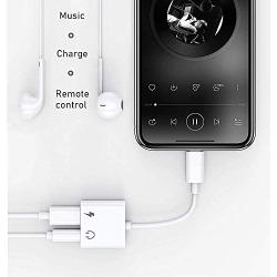 [Apple MFi Certified] Lightning to 3.5 mm Headphone Adapter Dual Ports Dongle Charger Jack&AUX Audio 3.5 mm Earphone Accessory,for iPhone 11/11 Pro/X/8,7 Plus/8 Plug and Play Support All iOS System