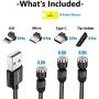 Magnetic Charging Cable [3pk 3ft/6ft/6ft] ModTech 3 in 1 Magnetic 360 Rotating Charging Cable - Nylon Braided Magnetic Charger - Compatible Micro USB - Typce C - iProducts (Black 2A/3pck)