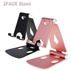 2Pack Cell Phone Stand for Angle Height Adjustable Desk Sturdy Aluminum Metal Phone Holder Compatible with iPhone,Ipad, Mobile Phone, All Android Smartphone,Switch, Desktop