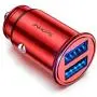 AINOPE Car Charger, 4.8A All Metal Car Charger Adapter Dual USB Port Fast Car Charging Mini Flush Fit Compatible with iPhone Xs max/XR/x/7/6s, iPad Air 2/Mini 3, Note 9/Galaxy S10/S9/S8 - Red