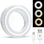 Selfie Ring Light Rechargeable Selfie Fill Ring Light with 36 LED & 3 Lighting Modes Adjustable Brightness Phone Camera Circle Light for iPhone 7 8 Plus X Xr Xs Max 11 Pro,iPad,Computer,Laptop (White)