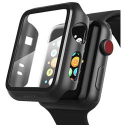 PZOZ Compatible Apple Watch Series 3 / Series 2 Case with Screen Protector 38mm Accessories Slim Guard Thin Bumper Full Coverage Matte Hard Cover Defense Edge for Women Men New Gen GPS iWatch (Black)