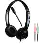 WYKsoku Head-Mounted Earphone, Stereo Headphone 3.5mm Wired Music Gaming Computer Mobile Phone Headset with Mic Black Double Plug