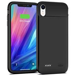 Lonlif Battery Case for iPhone XR, 5000mAh Protective Charging Case Portable Rechargeable Battery Pack Extended Slim Charger Backup Power Bank(6.1 inch)-Black