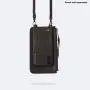 Bandolier Emma Crossbody Phone Case and Wallet - Black Leather with Pewter Detail - Compatible with iPhone SE / 8, 7, 6 Only