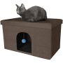 Furhaven Pet Dog Bed - Collapsible Popup Multipurpose Living Room Ottoman Footstool & Felt Pet House Cave Cubby for Cats & Small Dogs - Available in Multiple Colors & Styles