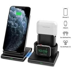 Seneo Wireless Charger, 3 in 1 Wireless Charging Station for Apple Watch, AirPods Pro/2, Detachable and Magnetic Wireless Charging Stand for iPhone 11 Pro Max/X/XS/XR/8Plus(NO QC 3.0 Adapter)