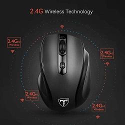 VicTsing MM057 2.4G Wireless Portable Mobile Mouse Optical Mice with USB Receiver, 5 Adjustable DPI Levels, 6 Buttons for Notebook, PC, Laptop, Computer - Black