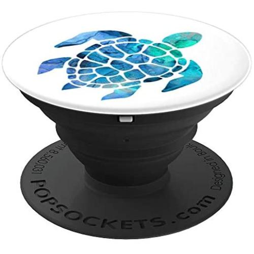 Sea Turtle Phone Grip Blue And Green Watercolor On White PopSockets Grip and Stand for Phones and Tablets