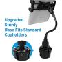 Macally 2 in 1 Phone & Tablet Car Mount for Cup Holder - Adjustable 12” Flexible Gooseneck and 360° Rotating Base - Phone, Tablet, iPad Holder for Car - Fits Devices up to 8” Wide and Most Vehicles