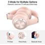 Picun B21 Wireless Headphones Over Ear, 110H Playtime Touch Control Bluetooth Headphones with Mic USB-C Charging Foldable Stereo Bluetooth 5.0 Headset for Phone Support Wired/Wireless/TF (Rose Pink)