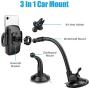 WixGear 3-in-1 Universal Car Phone Mount, Phone Holder for Car, Cell Phone Car Mount Air Vent Holder with Dashboard Mount and Windshield Mount for Cell Phones