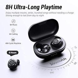 ENACFIRE E60 Bluetooth V5.0 Wireless Earbuds with Wireless Charging Case, 8H Continuous Playtime, IPX8 Waterproof Bluetooth Earbuds for Sports, Apt-X Deep Bass Wireless Headphones, Built-in Dual Mics