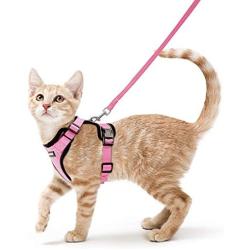 rabbitgoo Cat Harness and Leash for Walking, Escape Proof Soft Adjustable Vest Harnesses for Medium Large Cats, Easy Control Breathable Pet Safety Jacket with Reflective Strips & 1 Metal Leash Ring