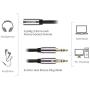 Headset Splitter Cable, Gold-Plated & Strong Braided Y Splitter Audio Cable Separate Microphone Headphone Port Gaming Headset Splitter PC Earphone Adapter VoIP Phone -DuKabel TopSeries (11inch / 30cm)