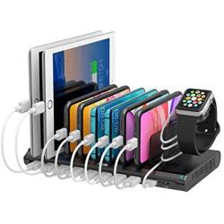 Alxum USB C Charging Station, 120W 10 Port USB Charger Dock, 45W PD&QC 3.0 Power Delivery Port with iWatch Charger Stand, Compatible with MacBook Pro/Air, iPad Pro 2018, iPhone, Galaxy, Pixel, Kindle