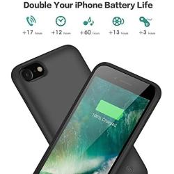 QTshine Battery Case for iPhone 6/6s/7/8, Upgraded [6000mAh] Protective Portable Charging Case Rechargeable Extended Battery Pack for Apple iPhone 6/6s/7/8 (4.7) - Black