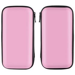 iMangoo Shockproof Carrying Case Hard Protective EVA Case Impact Resistant Travel 12000mAh Bank Pouch Bag USB Cable Organizer Earbuds Sleeve Pocket Accessory Smooth Coating Zipper Wallet Pink