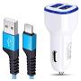 Car Charger, 2.4A USB C Car Adapter Dual Port with 6ft Fast Charging Cord for Samsung Galaxy S20 S20 Plus S20 Ultra S10e A50 A10e A20 Note 10 LG K51 Stylo 4 5 6 Google Pixel 4 4XL 3 XL Moto G8 G7 Play