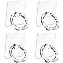 PYFK Transparent Cell Phone Ring Holder, 360 Degree Rotation, Finger Grip Stand Holder, Compatible with iPhone X, iPhone 8/8 Plus, iPhone 7/7 Plus, Samsung Galaxy S8 etc. (4 Silver)