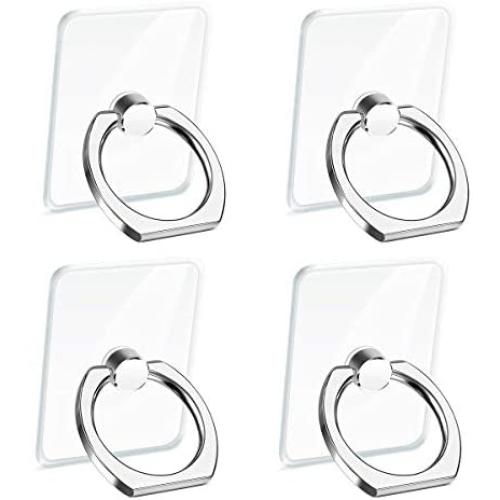 PYFK Transparent Cell Phone Ring Holder, 360 Degree Rotation, Finger Grip Stand Holder, Compatible with iPhone X, iPhone 8/8 Plus, iPhone 7/7 Plus, Samsung Galaxy S8 etc. (4 Silver)