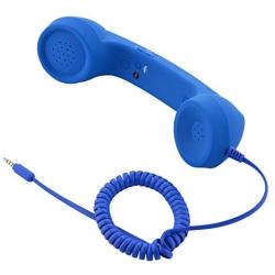 CM Vintage Retro Telephone Handset Cell Phone Receiver MIC Microphone for Cellphone Smartphone, 3.5 mm Socket (Blue)