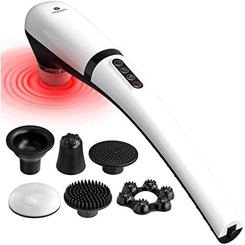 Handheld Deep Tissue Massager for Muscles, Back, Foot, Neck, Shoulder, Leg, Calf Pain Relief – Rechargeable, Cordless Electric Percussion Full Body Massage Tool with 6 Massage Heads & 4 Speed