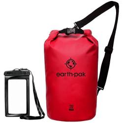 Earth Pak -Waterproof Dry Bag - Roll Top Dry Compression Sack Keeps Gear Dry for Kayaking, Beach, Rafting, Boating, Hiking, Camping and Fishing with Waterproof Phone Case