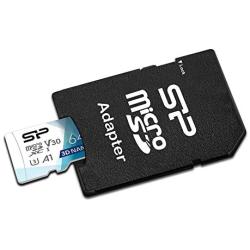 Silicon Power 64GB Superior Pro Micro SDXC UHS-I (U3), V30 4K A1, High Speed MicroSD Card with Adapter