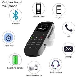 Unlocked Bluetooth Mini Mobile Phones-BM70 GSM Bluetooth Handset Phone Earphone Dialer Support Nano SIM Card 0.66inch(Black)