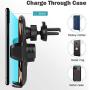 Wireless Charger Car Touch Sensing Automatic Retractable Clip Fast Charging Compatible for iPhone Xs Max/XR/X/8/8Plus Samsung S9/S8/Note 8
