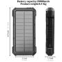 Solar Charger, 20000mAh Solar Power Bank, Qi Wireless Charger for Cell Phone, Portable Charger for Camping, Outdoor, External Battery Pack Flashlight, Compass, Solar Panel Charging by LEO WAY, Black