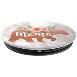 Mama Bear | Trendy Watercolor Pink Roses On Rose Background PopSockets Grip and Stand for Phones and Tablets