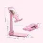 Pink Folding Phone Stand with Mirror, Adjustable Phone Holder, Stable, Portable, Compatible Mobile Phones and Tablets Pink Folding Phone Stand with Mirror, Adjustable Phone Holder, Stable, Portable, Compatible Mobile Phones and Tablets