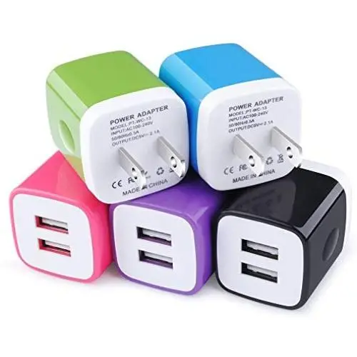 USB Wall Charger, Charging Block, 5Pack 2.1A Wall Plug Portable Power Cube Brick Charger Adapter Compatible with iPhone 11/11 Pro Max/Xs Max/Xs/XR/X/8/7/6S/6 Plus, Samsung Galaxy A10e A20 A50 A80 USB Wall Charger, Charging Block, 5Pack 2.1A Wall Plug Portable Power Cube Brick Charger Adapter Compatible with iPhone 11/11 Pro Max/Xs Max/Xs/XR/X/8/7/6S/6 Plus, Samsung Galaxy A10e A20 A50 A80