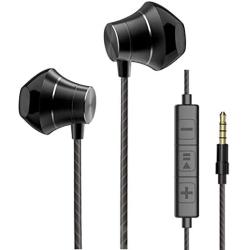 Earbuds with Microphone, in Ear Headphones with Volume Control, Built-in Mic Wired Earphones for Android Smartphone Tablet Laptop 3.5mm Audio Plug Devices, Black