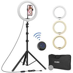 WONEW 12" Selfie Ring Light with Tripod Stand 66", Flexible Phone Holder, Bluetooth Remote Control and Carry Bag for Live Stream/Makeup/YouTube Video/Photography, Compatible with iPhone and Android