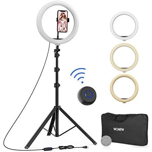 WONEW 12" Selfie Ring Light with Tripod Stand 66", Flexible Phone Holder, Bluetooth Remote Control and Carry Bag for Live Stream/Makeup/YouTube Video/Photography, Compatible with iPhone and Android