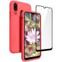 Vinve Samsung Galaxy A20 Case, Galaxy A30 Case, with Tempered Glass Screen Protector [2 Pack], Liquid Silicone Slim Fit Drop Protection Case for Galaxy A20 (Red)